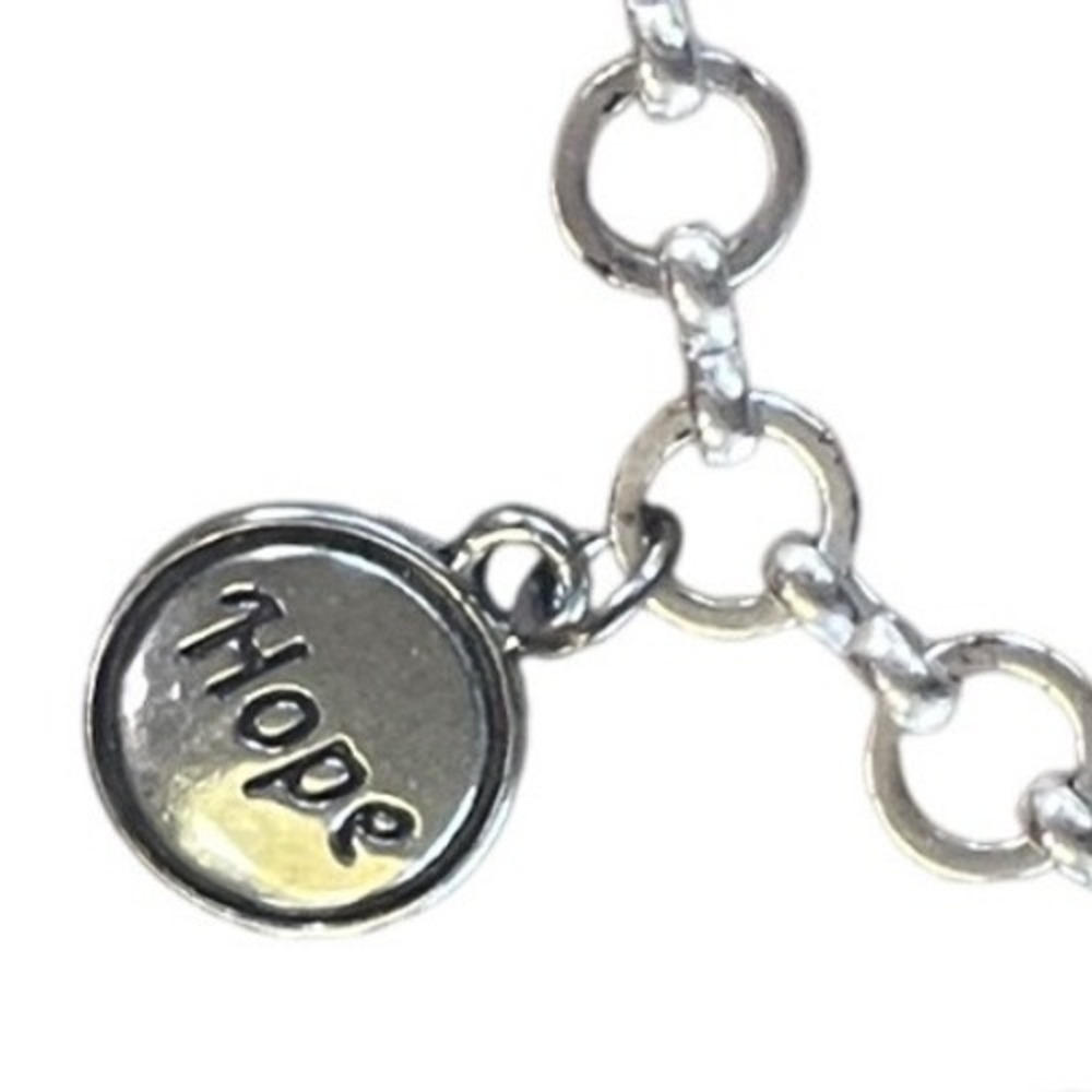 AVON Silver Tone Charm Bracelet Faith Hope Love Peace Believe Thank You Women - Picture 5 of 12